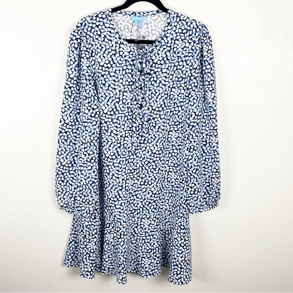 DRAPER JAMES Rosanne Tie Neckline Drop Waist Flounce Hem Dress, Size Large
